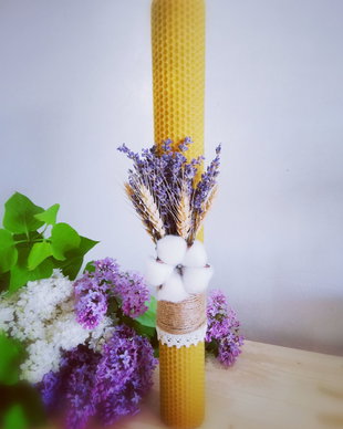 Lumânare ceară naturală - Botez / Cununie