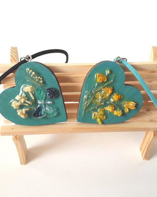 Set coliere cu pandantive 3D cu flori naturale