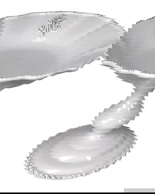 Platou din portelan alb antichizat