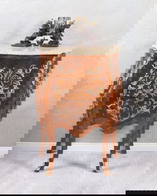 Comoda din lemn masiv furniruit cu blat din marmura bej