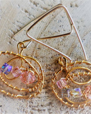 Cercei din sarma si cristale tip swarovski