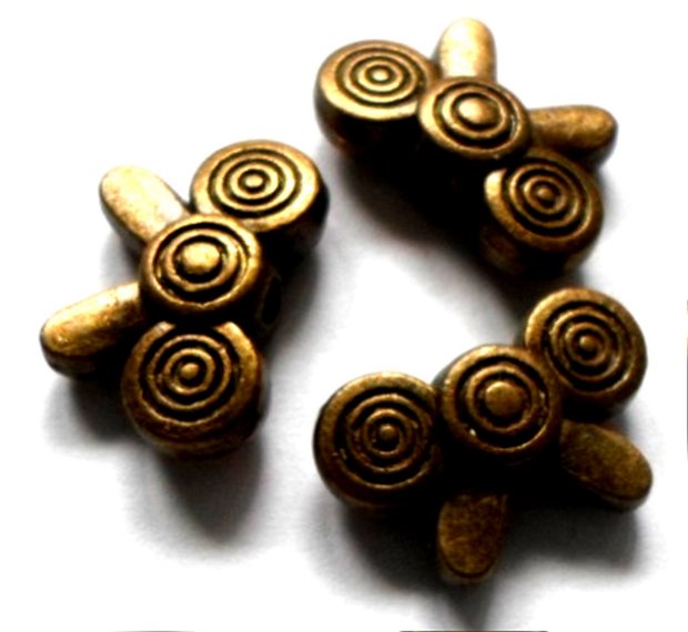 Margele metalice distantiere fundita cu spirale bronz