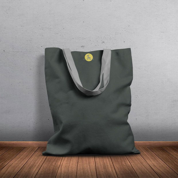 Geanta Handmade Tote Basic, Mulewear, Gri Verzuliu, 43x37 cm