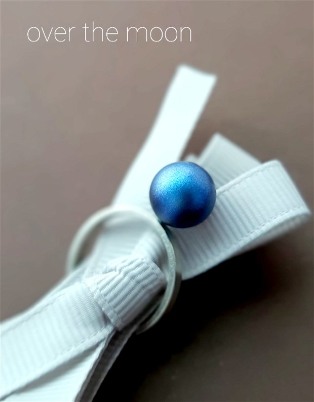 Inel din argint cu perlă albastră Swarovski Iridescent