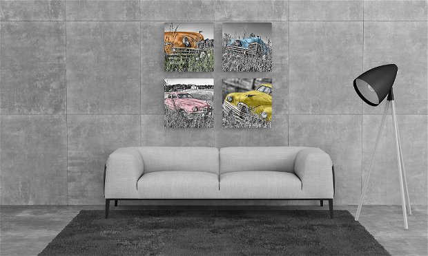 TABLOU MULTI-CANVAS OLD CARS GALLERY