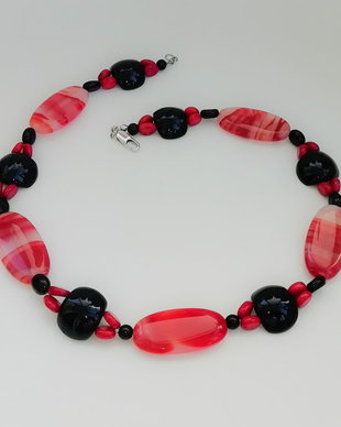 Colier onix, agat, coral