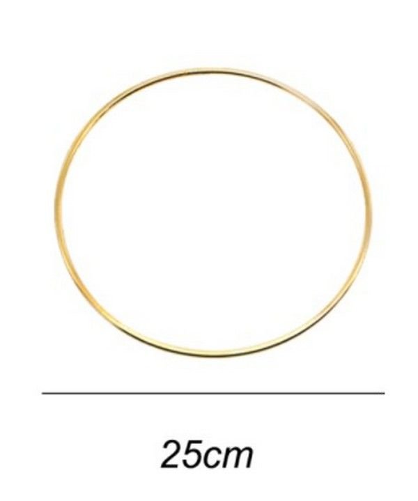 K1182 - Cerc metalic auriu, baza coronita flori, diametru 25cm