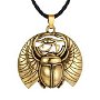 K1191 - Pandantiv, scarabeu, ochiul lui Horus, aliaj metalic aspect auriu antichizat, 37x35mm, snur textil 45+5cm