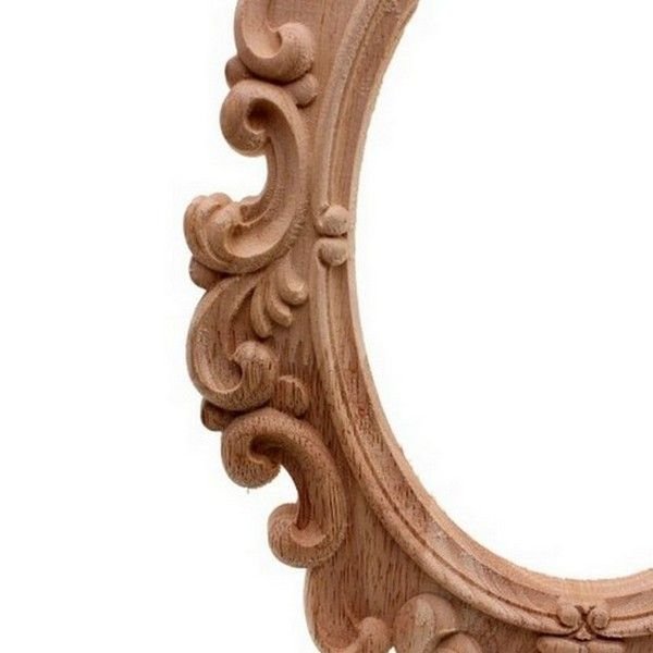 K0595 - (1buc) Blanc, rama decorativa din lemn de cauciuc sculptat, natur, nelacuit nevopsit, simbol chinezesc SHOU, 30x20cm