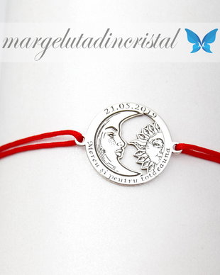 Bratara reglabila personalizata / Soare Si Luna / Text / Argint 925