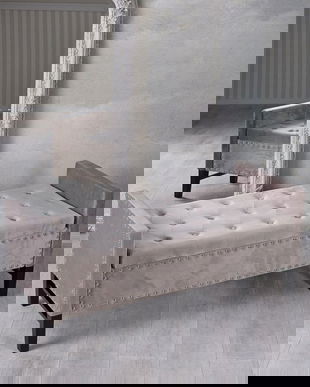 Banca din lemn masiv cu tapiterie grej