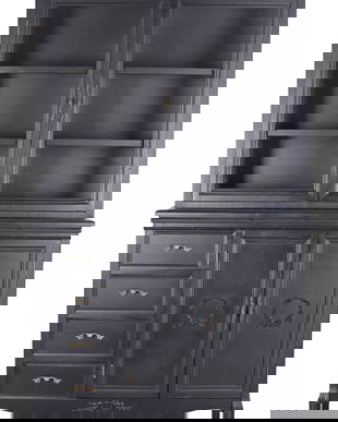 Bufet  mare din lemn masiv negru cu decoratiuni