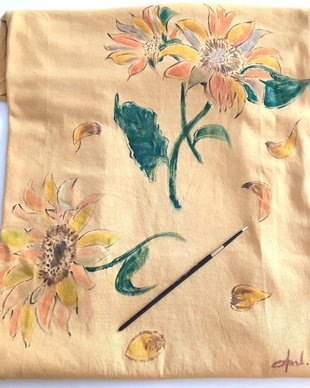 Tricou dama pictat cu floarea soarelui