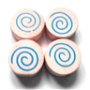 Margele lemn banut roz cu spirala albastra