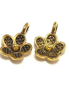 Pandantiv metalic, auriu antichizat, 15x14 mm