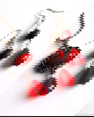 set cu howlite rosu si cristale 39047