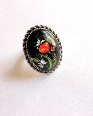 inel sticla cu motiv floral 39194
