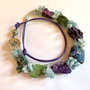 LAVENDER FIELD-agate druzy,acvamarin,piele naturala,argint tibetan