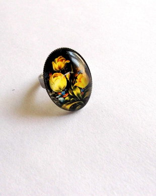 inel sticla cu motiv floral 39176