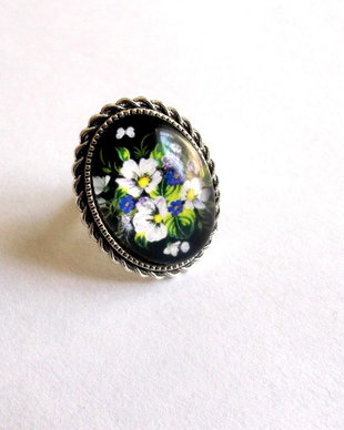inel sticla cu motiv floral 39201