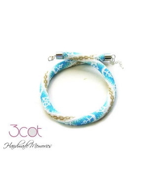 Colier handmade, crosetat cu margele de nisip - Navy Style