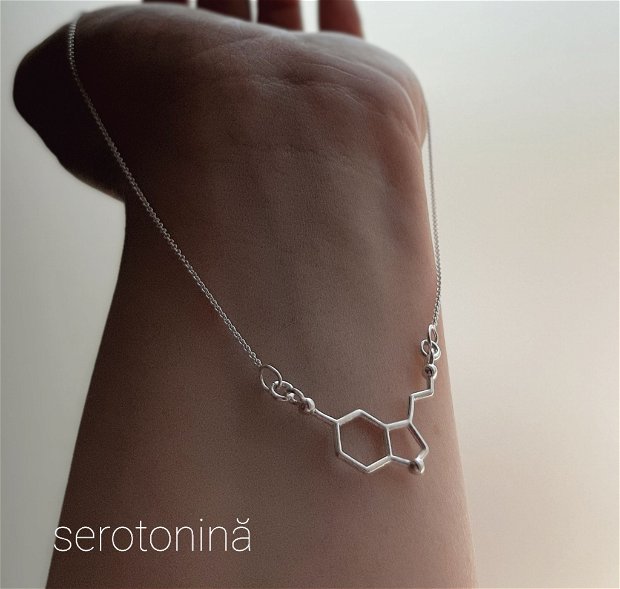 Colier argint Serotonină/Hormonul Fericirii/Moleculă
