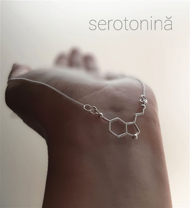Colier argint Serotonină/Hormonul Fericirii/Moleculă