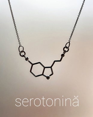 Colier argint Serotonină/Hormonul Fericirii/Moleculă