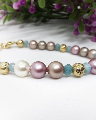 Bratara pastelat de vara cu perle swarovski si jad