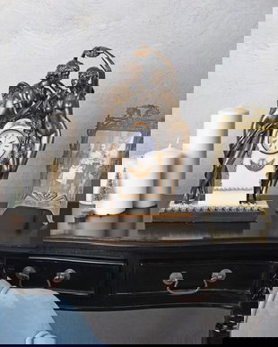 Ceas Art Nouveau cu doua statuete