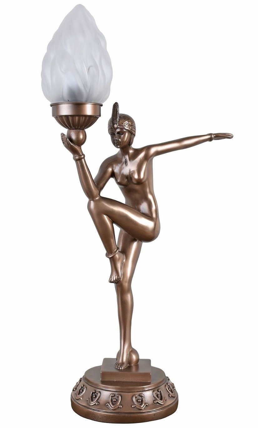 Lampa Art Deco cu o femeie cu o faclie in mana