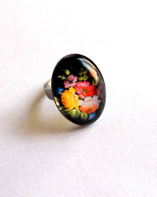 inel sticla cu motiv floral 39166