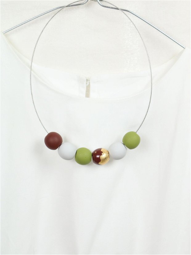 Colier Double Wear-Wear it 2 Ways! Colectia CANDY/olive, ciocolata, gri, auriu