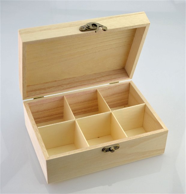 Cutie din lemn pentru plicuri de ceai cu 6 comparimente- 355173