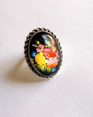 inel sticla cu motiv floral 39193