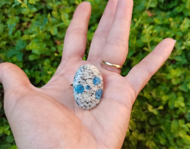 Inel Jasp K2 si Argint 925 - IN952 - Inel Azurit in Granit, cadou romantic, inel pietre semipretioase, cadou 8 martie, inel cadou, cristale vindecatoare
