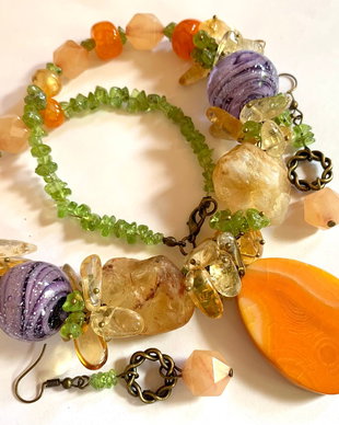 PRECIOUS SUMMER-citrin,peridot,agate,aventurin,murano,bronz