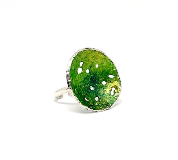Inel argint reglabil Fresh Green
