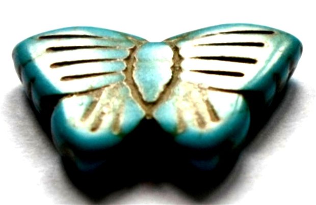 Margele howlit fluture verde turcoaz