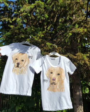 Tricou pictat manual cu labrador