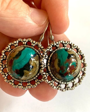 CERCEI AQUATERRA-murano,argint tibetan,inox