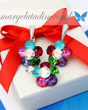 Set Swarovski  Regal Chaton Flower / Argint 925