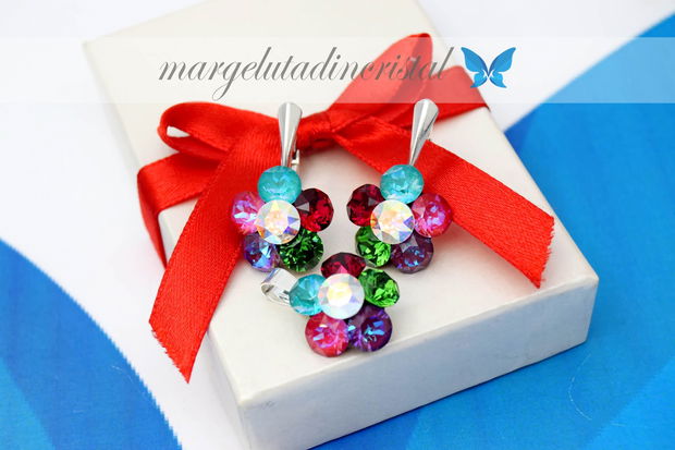 Set Swarovski  Regal Chaton Flower / Argint 925