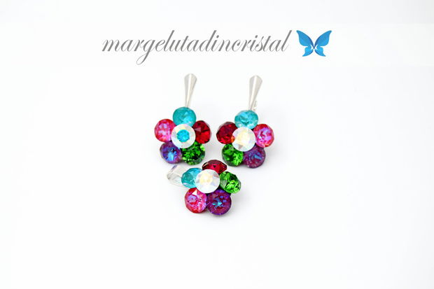 Set Swarovski  Regal Chaton Flower / Argint 925