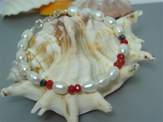 Bratara - cod morse - perle naturale / Bratari personalizate
