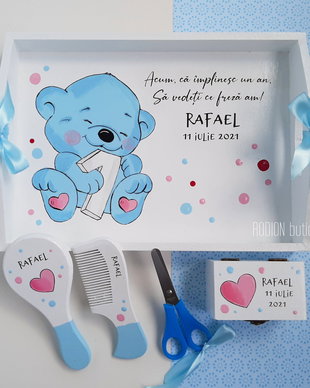 Tava taierea motului ursulet pictata manual personalizata
