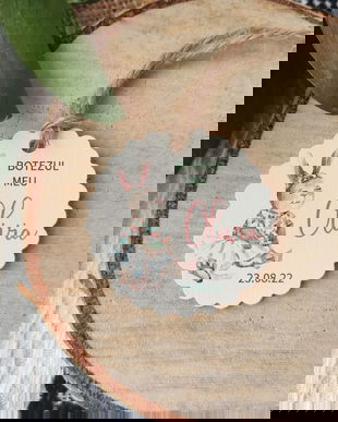 Etichete marturii, iepuraș, etichete botez, botez fetița, carton gros, perforate, etichete marturii nunta sau botez