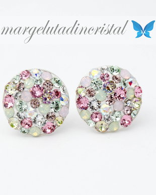 Cercei Swarovski / Pastel / Chaton Ball / Argint 925