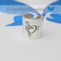 Inel lat reglabil din argint 925 / Personalizat / Text / Simbol / Fa / Pian