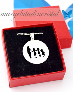 Lantisor/Colier Personalizat / Decupaj familie / Argint 925